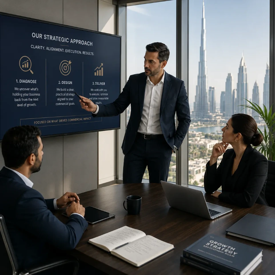 Fractional CMO working with executive team Dubai UAE marketing strategy